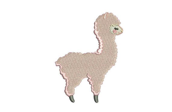 Baby Pink Llama Alpaca Machine Embroidery File design 4x4 inch hoop - instant download