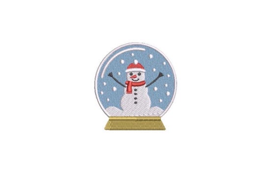 Snowman Snow Globe Christmas Embroidery - Machine Embroidery File design - 4 x 4  inch hoop - Christmas Embroidery Design