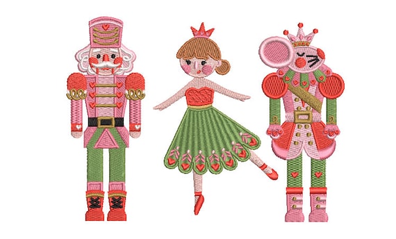 Nutcracker Trio Christmas Xmas - Machine Embroidery File design - 5x7 inch hoop - instant download