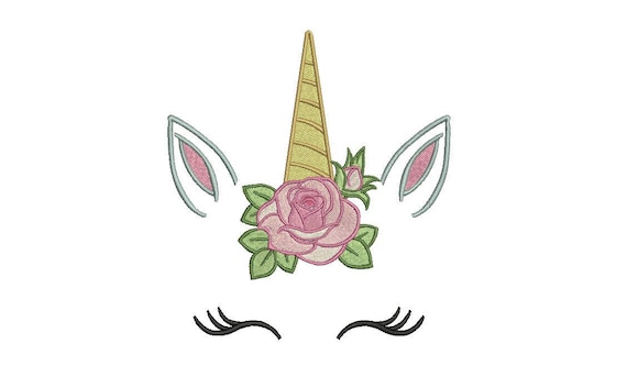 Unicorn Embroidery Design - Machine Embroidery Rose Unicorn Face Machine Embroidery File design 5x7 inch hoop