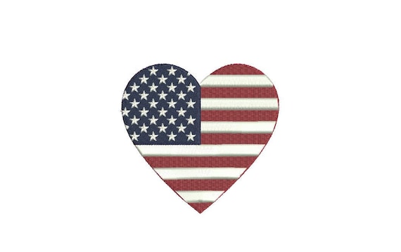 American Flag Heart 9cm - Machine Embroidery File design 4 x 4 inch hoop - love