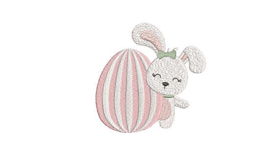Easter Egg Rabbit - Machine Embroidery File design 4 x 4 inch hoop - Easter Bunny Embroidery Design