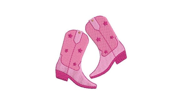 Pink Star Cowgirl Boots Machine Embroidery File design - 4x4 inch hoop - Monogram Frame - Coquette Embroidery