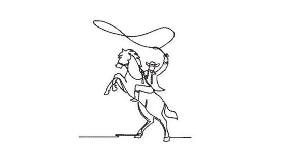 Cowboy Line Work Machine Embroidery File design - 4x4 inch hoop  - Western Embroidery Design - One Color Design