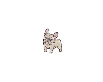 Mini Frenchie Puppy Machine Embroidery File design - 4x4 inch hoop - French Bulldog Embroidery