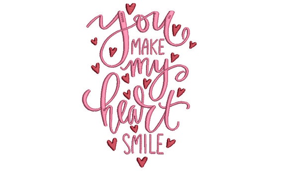 You Make My Heart Smile - Machine Embroidery File design - 5x7 In the hoop - Wedding Embroidery Design - Fairytale Embroidery File