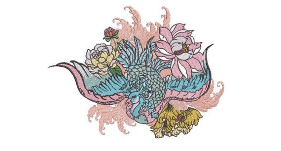 Peacock Embroidery Design -  Urban Machine Embroidery File design - 8x8 inch hoop - instant download - Tattoo Embroidery Design