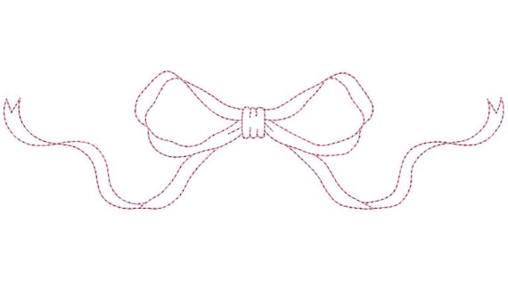 Ribbon Bow Outline Machine Embroidery File design - 7x12 inch hoop - Vintage Bow Embroidery Design