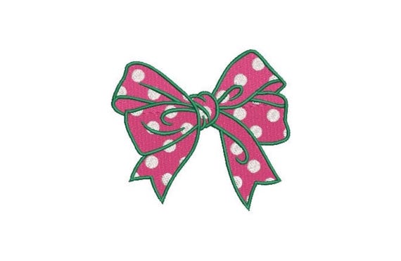 Polkadot Bow Machine Embroidery File design - 4 x 4 inch hoop - Monogram Design - Bow embroidery Design
