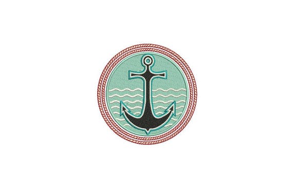 Anchor Circle Machine Embroidery File design 4x4 inch hoop - Monogram