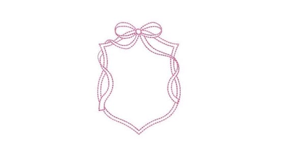 Bow Monogram Frame - Machine Embroidery File design - 4x4 inch hoop - Bow Emblem Three