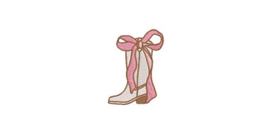 Cowgirl Boot and Bow Machine Embroidery File design - 3x3 inch hoop - Monogram Frame - Coquette Embroidery