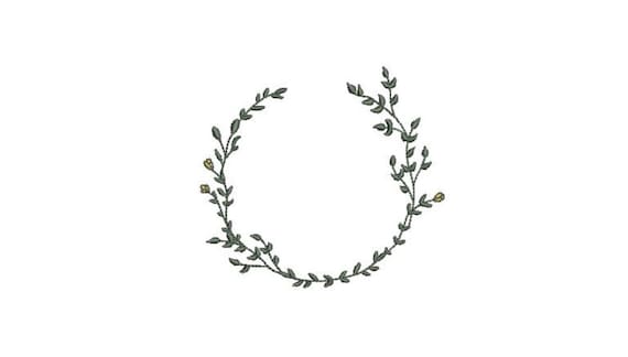 Simple Vine Wreath Wreath- Machine Embroidery File design - 4x4 inch hoop - monogram Frame - Instant download