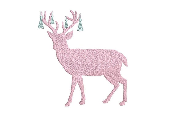 Christmas Deer Embroidery - Machine Embroidery File design  - 5x7 hoop - Christmas Embroidery