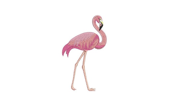 Flamingo Embroidery Design - Machine Embroidery Pretty Pink Flamingo Machine Embroidery File design 4x4 inch hoop