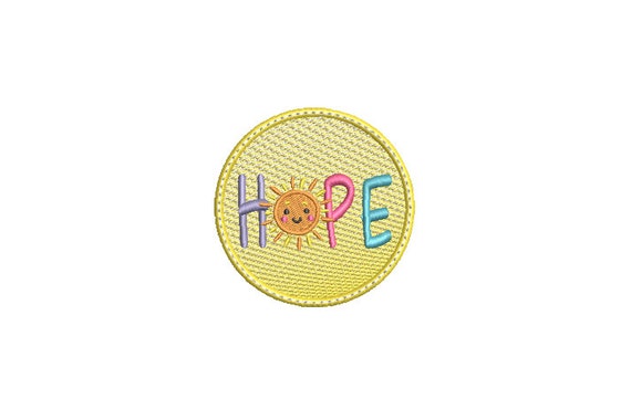 Hope Patch Embroidery Design - Happy Embroidery Design -  Machine Embroidery File design 3 x3 inch hoop
