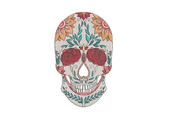 Skull Embroidery Design - Machine Embroidery Boho Mexican Sugar Skull Bohemian Machine Embroidery File design 5x7 hoop