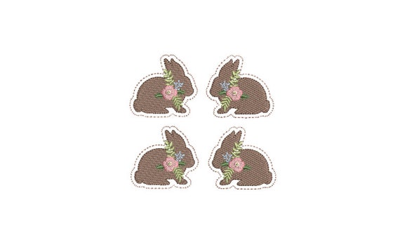 ITH Bunny Felties - Four in the 4x4 inch hoop - In the hoop Easter embroidery design - Bunny Embroidery Design