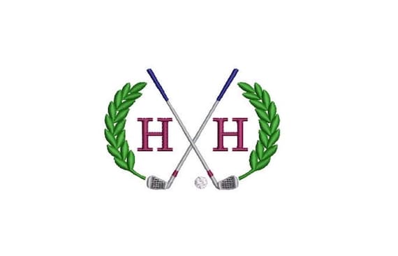 Golf Crest Machine Embroidery File design - 4x4 hoop - Instant Download - Golf Monogram Frame