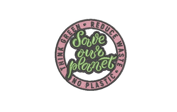 Save Our Planet Patch Embroidery Design - Hiking Embroidery Design -  Machine Embroidery File design 4 x4 inch hoop