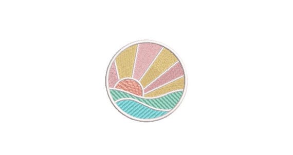 Sun Ocean Patch Embroidery Design - Nature Embroidery Design - Machine Embroidery File design 3 x3 inch hoop