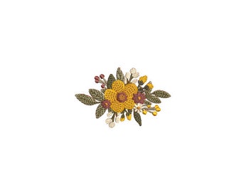 Erdige Blumen Maschinenstickdatei Design - 3 x 3 Zoll Stickrahmen - Mini Blumenstickerei