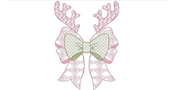 Reindeer Ears Machine Embroidery File design - 8x8 inch hoop - Coquette Christmas Embroidery Design Download