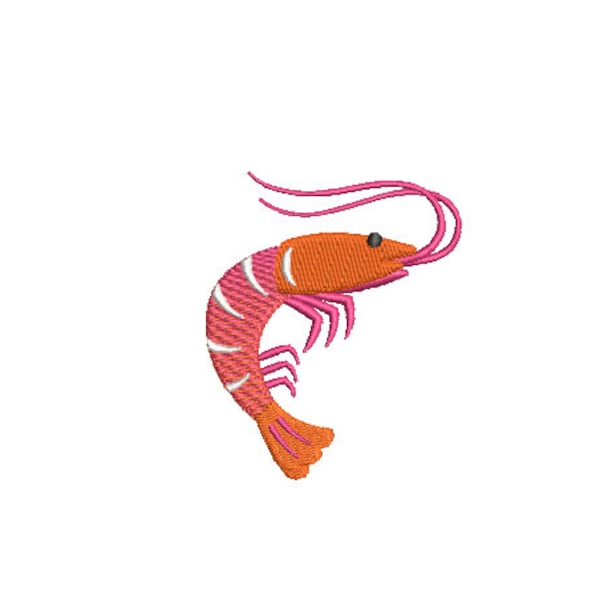 Prawn Machine Embroidery File design - 4 x 4 inch hoop - Shrimp Embroidery Design Instant Download - 3 inch design