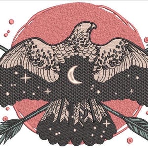Bohemian Eagle Machine Embroidery File design - 8x12 inch hoop - instant download - Eagle Design