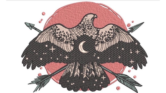 Bohemian Eagle Machine Embroidery File design - 8x12 inch hoop - instant download - Eagle Design