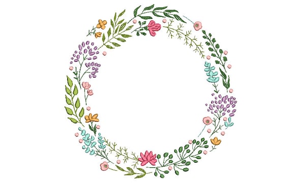 Boho Wildflower Wreath  Embroidery Design - Machine Embroidery File design  - JUMBO hoop 12 x 12 inches  - Instant download