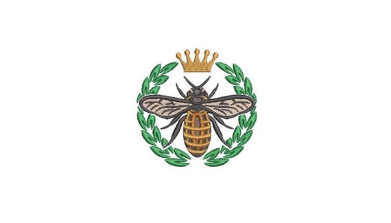 Bee Crown Laurel embroidery - Machine Embroidery File design - 4 x 4 inch hoop - instant download