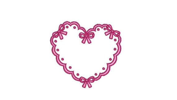 Valentine Bow Heart Monogram Frame - Machine Embroidery File design -  4x4 inch hoop - Girly Monogram Frame