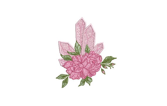 Pink Rose Quartz Machine Embroidery File design - 4 x 4 inch hoop - Crystal Embroidery Design