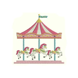 Carousel Embroidery - Machine Embroidery Horse Carousel Carnival Circus Machine Embroidery File design 5x7 hoop - Instant Download