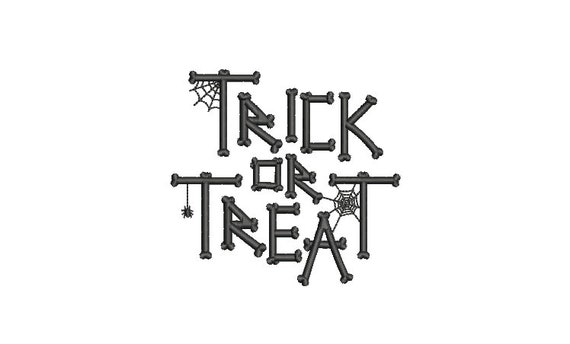 Trick Treat Bones Embroidery Design - Skeleton Machine Embroidery File design 4x4 inch hoop - Halloween - instant download