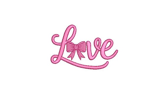 Love word with Bow Machine Embroidery File design  - 4x4 inch hoop - Valentines Embroidery Design - Coquette Embroidery File