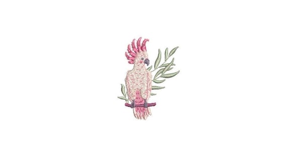 Machine Embroidery Mini Pink Cockatoo Machine Embroidery File design 4x4 inch hoop