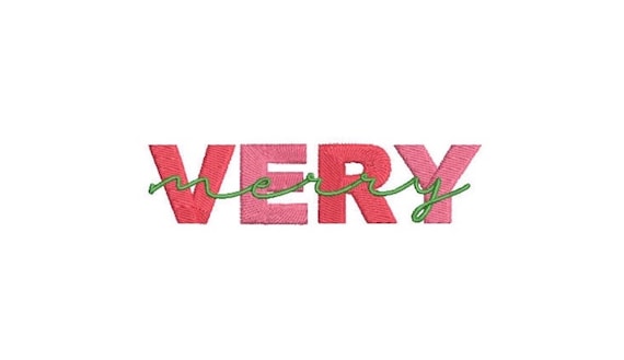 VERY merry Christmas Embroidery - Machine Embroidery File design  - 5x7 inch hoop - Xmas Embroidery