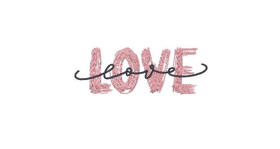 Paint Love Embroidery - Machine Embroidery File design -  4x4 inch hoop - 10cm hoop
