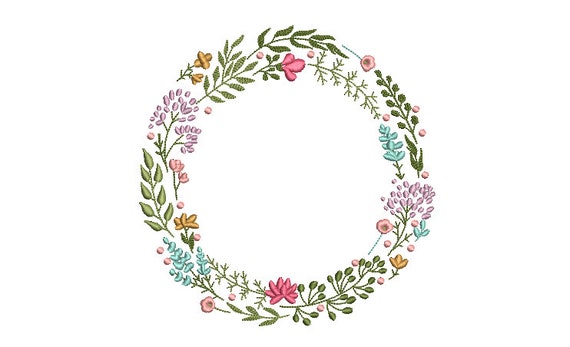 Boho Wildflower Wreath Machine Embroidery File design -  6x10 inch hoop - Machine Embroidery Design