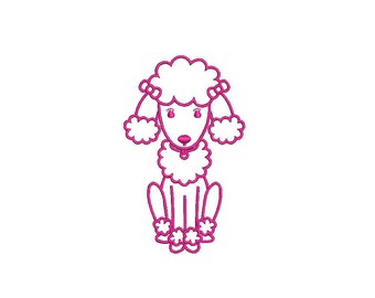 Pink Poodle Outline Machine Embroidery File design 4x4 inch hoop - instant download