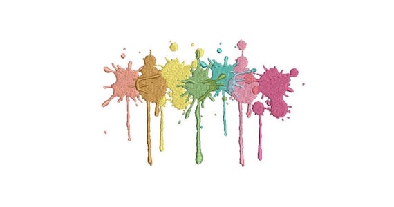 Pastel Paint Splatter Machine Embroidery File design - 7x12 inch hoop - Instant Download