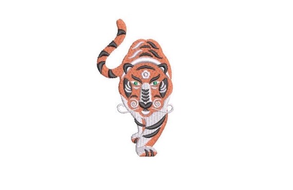 Flower Tiger Machine Embroidery File design - 4x4 inch hoop - instant download - Chinoiserie Embroidery Design