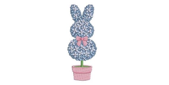 Hydrangeas Embroidery - Hamptons Style Design - Bunny Boxwood - Machine Embroidery File design - 5 x 7 inch hoop - Instant Download
