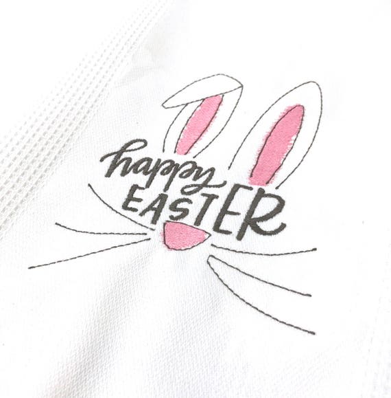 Happy Easter Machine Embroidery File design 5x7 inch hoop Freemotion Embroidery Style Sketch
