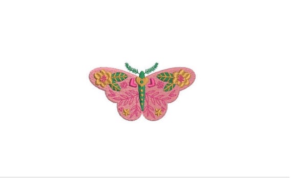 Folksy Boho Butterfly Machine Embroidery File design - 4x4 inch hoop - Butterfly design - 10x10cm hoop