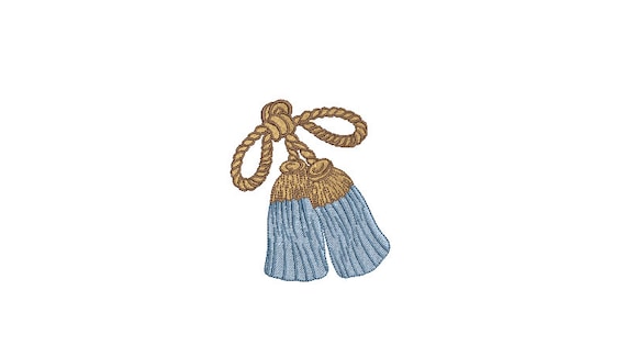 Blue Bow Tassels Machine Embroidery File design - 4x4 inch hoop - instant download