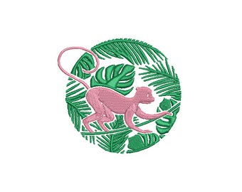 Monkey Palms Machine Embroidery File design - 4x4 inch hoop - Chinoiserie Chic - Instant Download