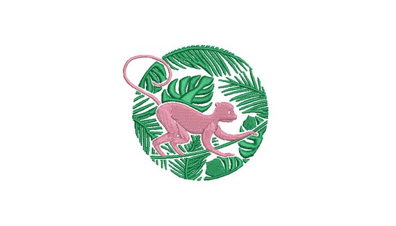 Monkey Palms Machine Embroidery File design - 4x4 inch hoop - Chinoiserie Chic - Instant Download